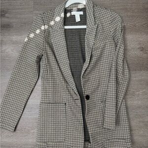 H&M Black and White Checkered Blazer